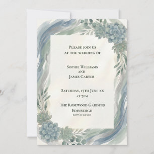 Convite de Casamento em Eucalipto Cinza Azul