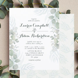 Convite de Casamento em Eucalipto Verde Salvia com