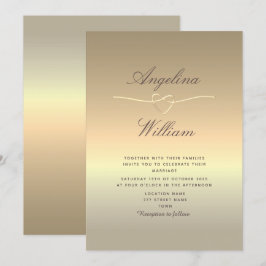 Convite de Casamento em Faux Dourado com Letra Ele