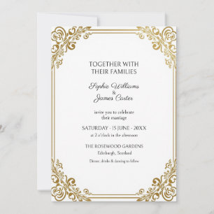 Convite de Casamento em Filigrama de Rosa em Ouro