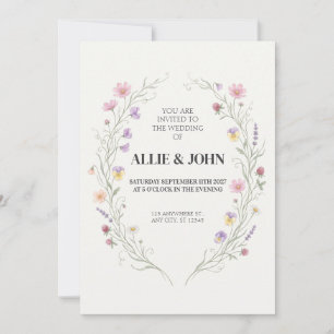 Convite de Casamento em Forma de Coroa Oval de Flo