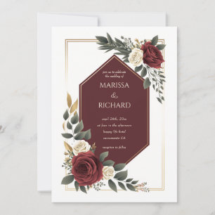 Convite de Casamento em Forma de Diamante Flor de 