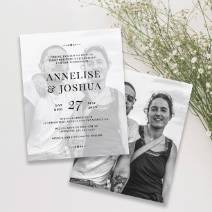 Convite de casamento em foto preta e branca modern