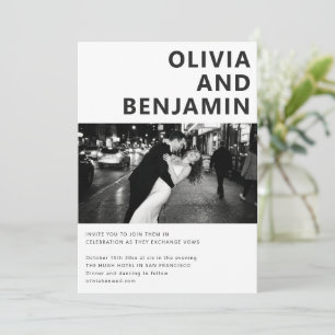 Convite de Casamento em Foto Preto e Branco Modern