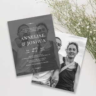 Convite de casamento em foto preto e branco modern