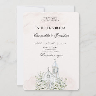 Convite de casamento em igreja espanhola floral be