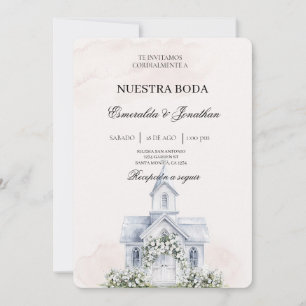 Convite de casamento em igreja espanhola floral be