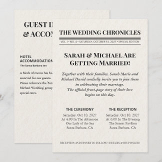Convite de Casamento em Jornal Vintage Minimalista