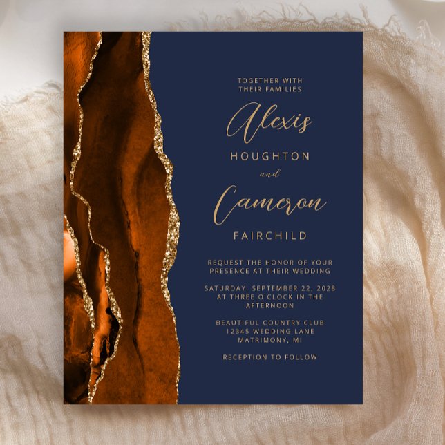 Convite de Casamento em Laranja Queimado e Ágata A (Criador carregado)