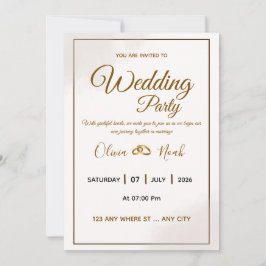 Convite de Casamento em Letra Dourada Elegante