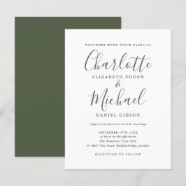 Convite de Casamento em Letra Oliva Minimalista