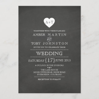 Convite de Casamento em Lousa Coração Rústico