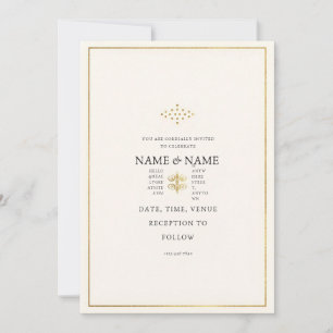 Convite de Casamento em Luxo Ouro e Creme Moderno