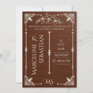 Convite de Casamento em Madeira de Noz Americana L