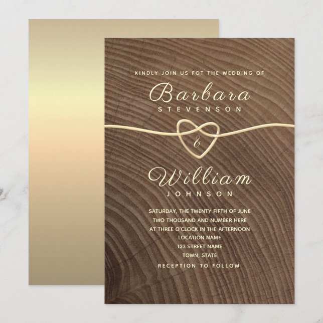 Convite de Casamento em Madeira Rústica com Caligr (Frente/Verso)
