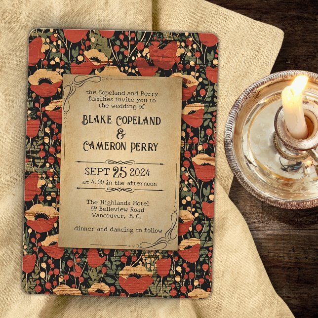 Convite de Casamento em Madeira Vintage com Papoul (Criador carregado)