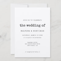 Convite de casamento em máquina de escrever minima