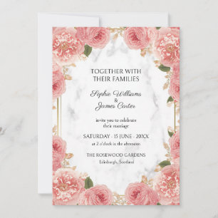 Convite de Casamento em Mármore Rosa Coral