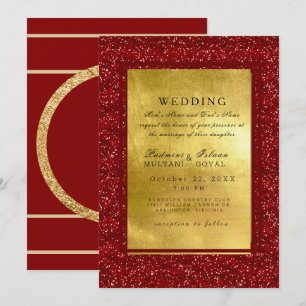 Convite de Casamento em Metal Vermelho e Dourado E