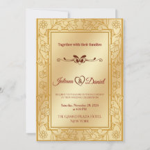 Convite de Casamento em Metalizado Dourado Luxuoso