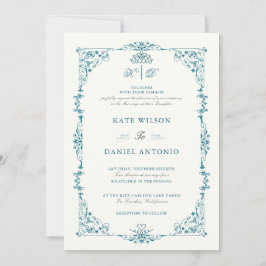 Convite de Casamento em Moldura Floral Turquesa El
