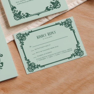 Convite de Casamento em Moldura Ornata Sage Vintag