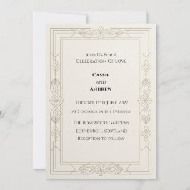 Convite de Casamento em Ouro Art Déco