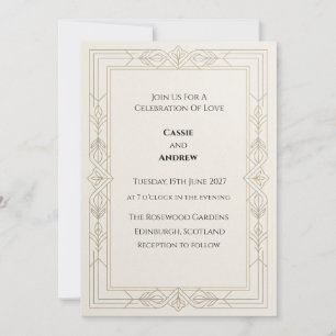 Convite de Casamento em Ouro Art Déco