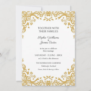 Convite de Casamento em Ouro Branco com Filigrama 