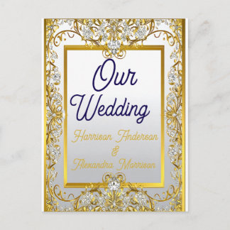 Convite de Casamento em Ouro e Prata Elegante