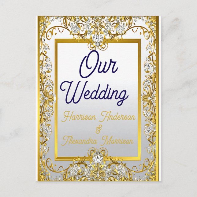 Convite de Casamento em Ouro e Prata Elegante (Frente)
