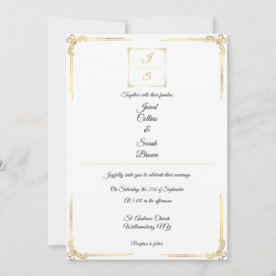 Convite de Casamento em Ouro Formal Atemporal Eleg