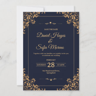 Convite de Casamento em Ouro Personalizado |