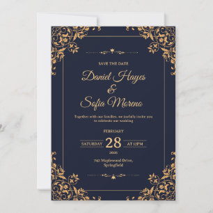 Convite de Casamento em Ouro Personalizado