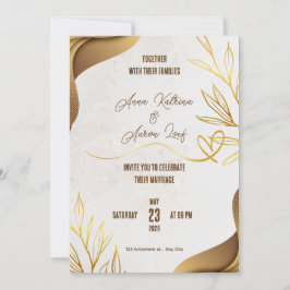 Convite de Casamento em Ouro Personalizado