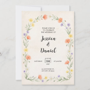 Convite de Casamento em Papel Aquarela com Flor Si