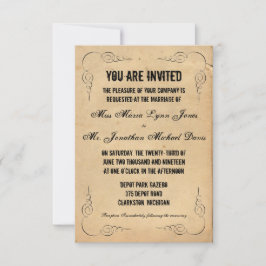 Convite de Casamento em Papel Marrom Grunge 7,5x13