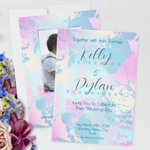 Convite de Casamento em Pastel Abstrato Moderno