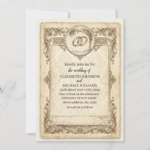 Convite de Casamento em Pergaminho Antigo Vintage