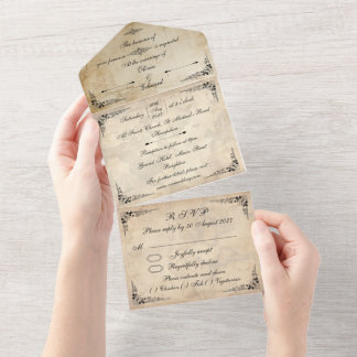 convite de casamento em pergaminho do século XVIII
