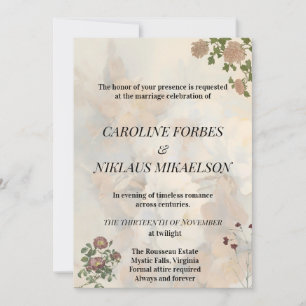 Convite de Casamento em Pergaminho Floral Vintage 