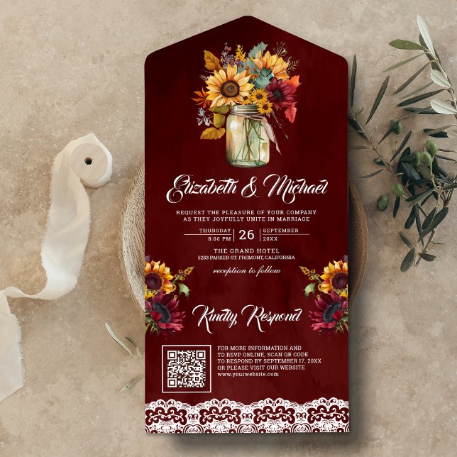 Convite de Casamento em Pote de Pedra com Girassói (Criador carregado)