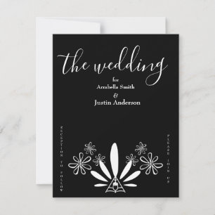 Convite de Casamento em Preto e Branco com Floral