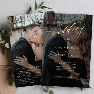 Convite de casamento em QR com roteiro de ouro orç