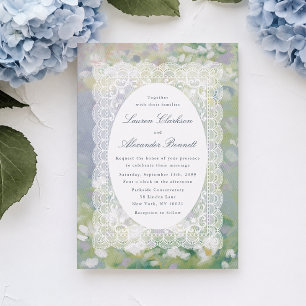 Convite de Casamento em Renda Floral Pastel