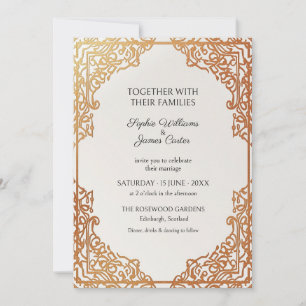 Convite de Casamento em Renda Ornata de Cobre Marf