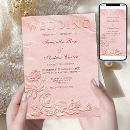 Convite de Casamento em Rosa Poeira Gravado