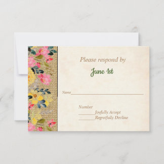 Convite de Casamento em Sacaria com Flores Country