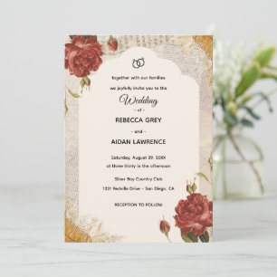 Convite de Casamento em Scrapbook Vintage com Flor