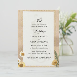 Convite de Casamento em Scrapbook Vintage com Flor